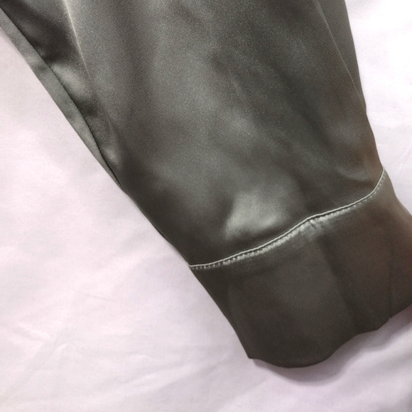 NWT Cider Satin Slip Shirt Womens 4XL Olive Green Button Up Boho Retro 90s Y2K - Picture 4 of 13
